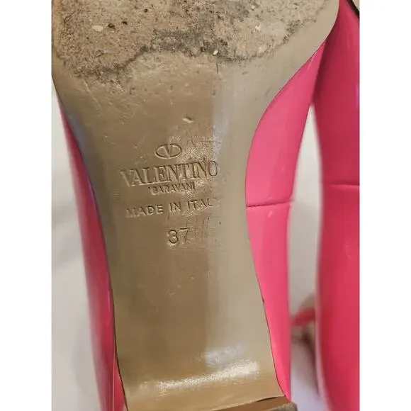 Valentino Garavani 37 Pink‎ Fuchsia Patent Tango Ankle Strap Ballet Low Heel - Picture 14 of 16